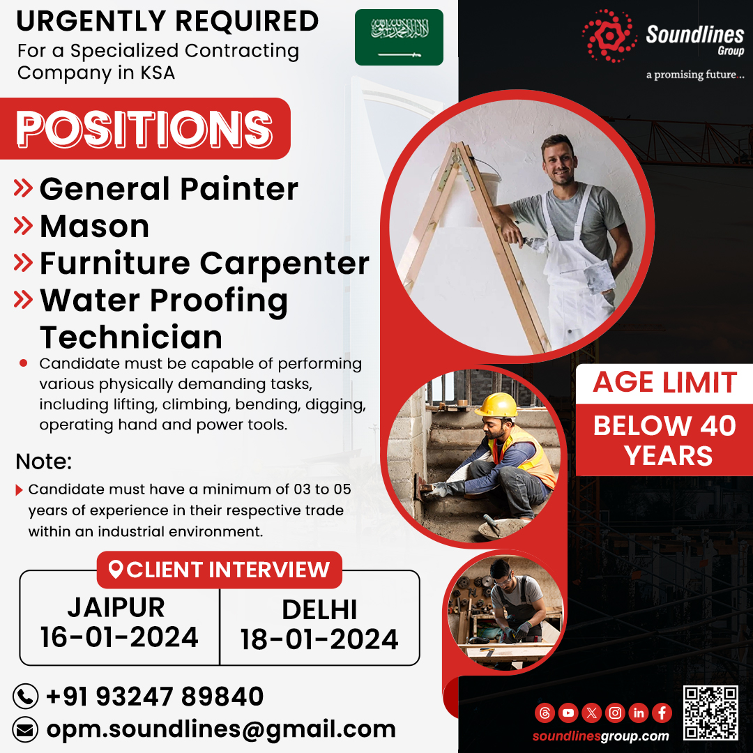 Urgently Required For A Specialized Contracting Company In KSA