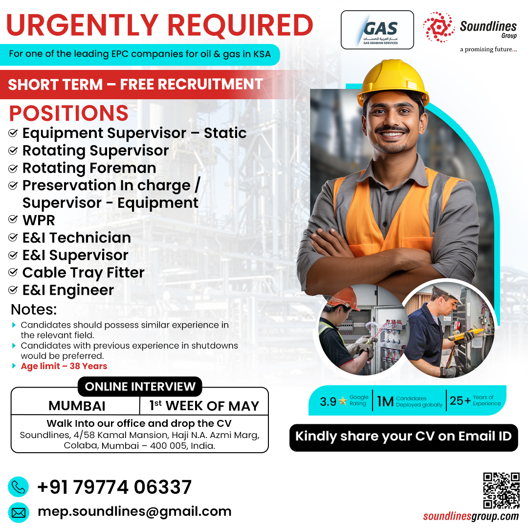 Urgently Required For One Of The Leading Epc Companies For Oil Gas In